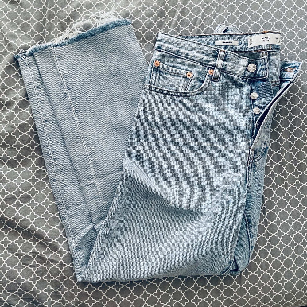 Mango Straight Leg Cropped Jeans